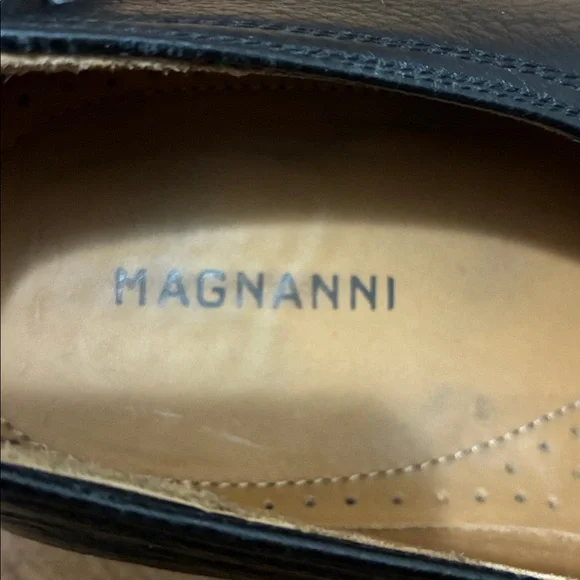 Magnanni Black Pebble Grain Leather Square Toe Loafers - Size 11 MStyle #10643